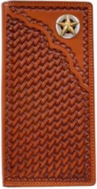 3D Belt Company W803 Tan Wallet with Smooth Corner Inlay Trim with Star Concho